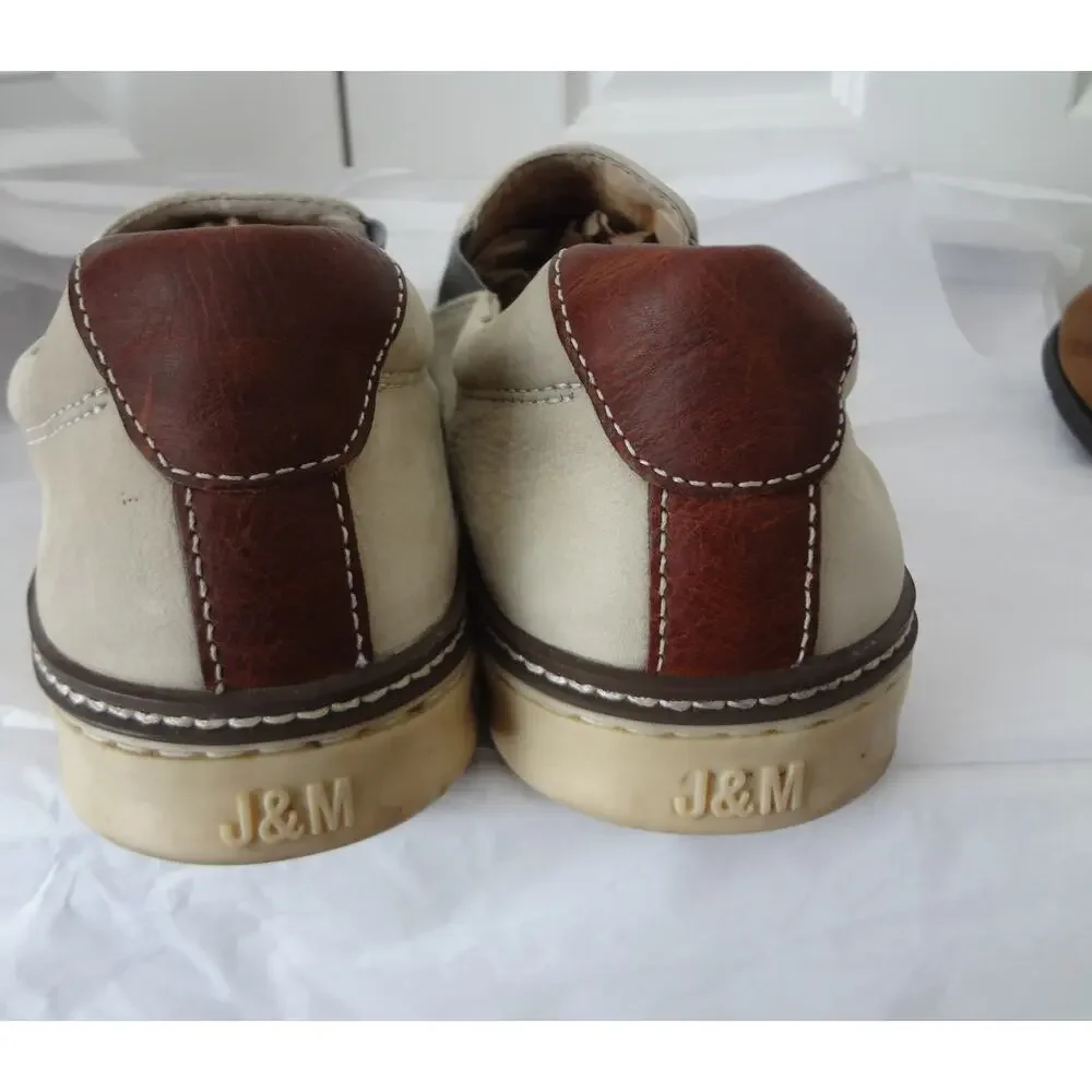 Johnston Murphy Mcguffey Beige Woven Leather Slip on Loafer Sneaker Mens 13